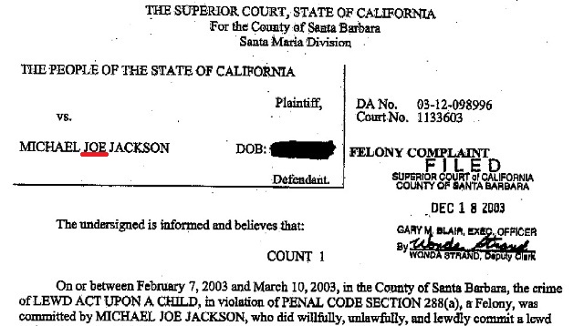 Michael Jackson's indictment