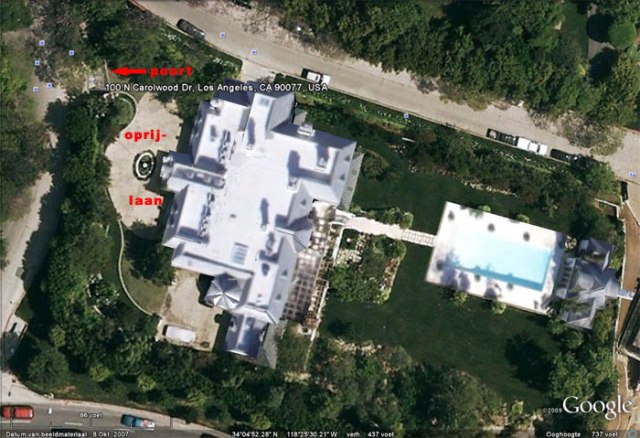 Michael Jackson Carolwood Drive mansion areal view