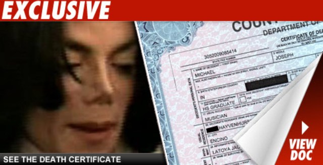 Michael Jackson's death certificate