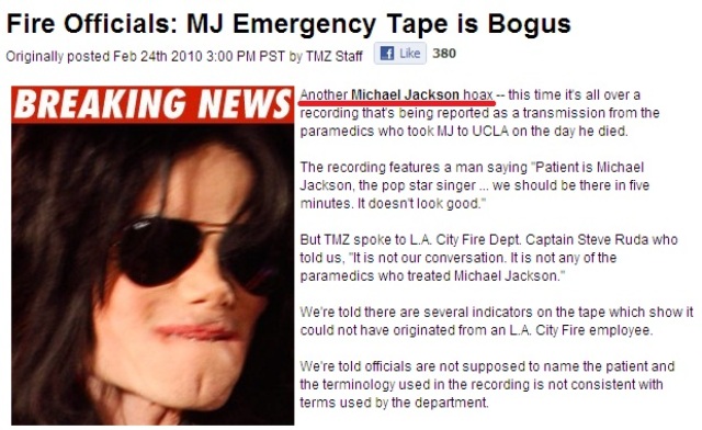 Michael Jackson emergency tape is bogus